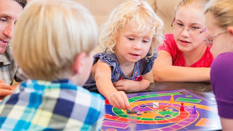 Children playing a board game